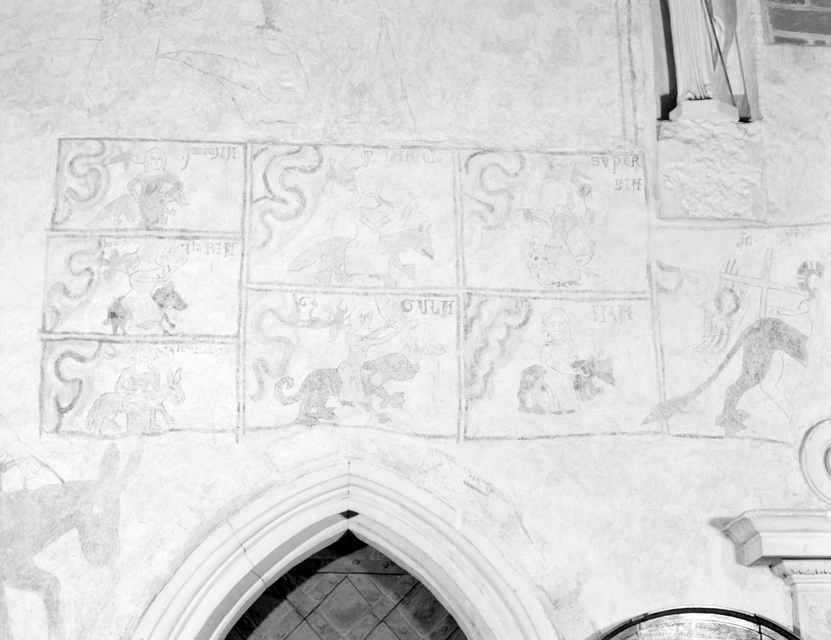 kościół pw. św. Mikołaja - wnętrze - prezbiterium - ściana północna - fragment polichromii, skan 1