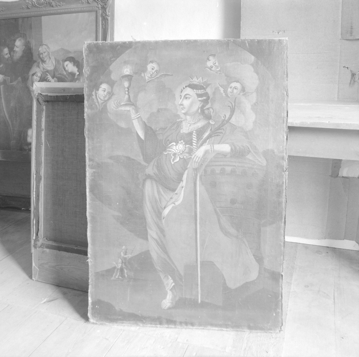 kościół filialny pw. św. Andrzeja - wnętrze: obraz Św. Barbary XVIIII/XIX, skan 1