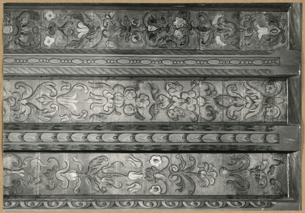 Pałac biskupów - wnętrze , I pokój kapituły,  fragment polichromii stropu , skan 1