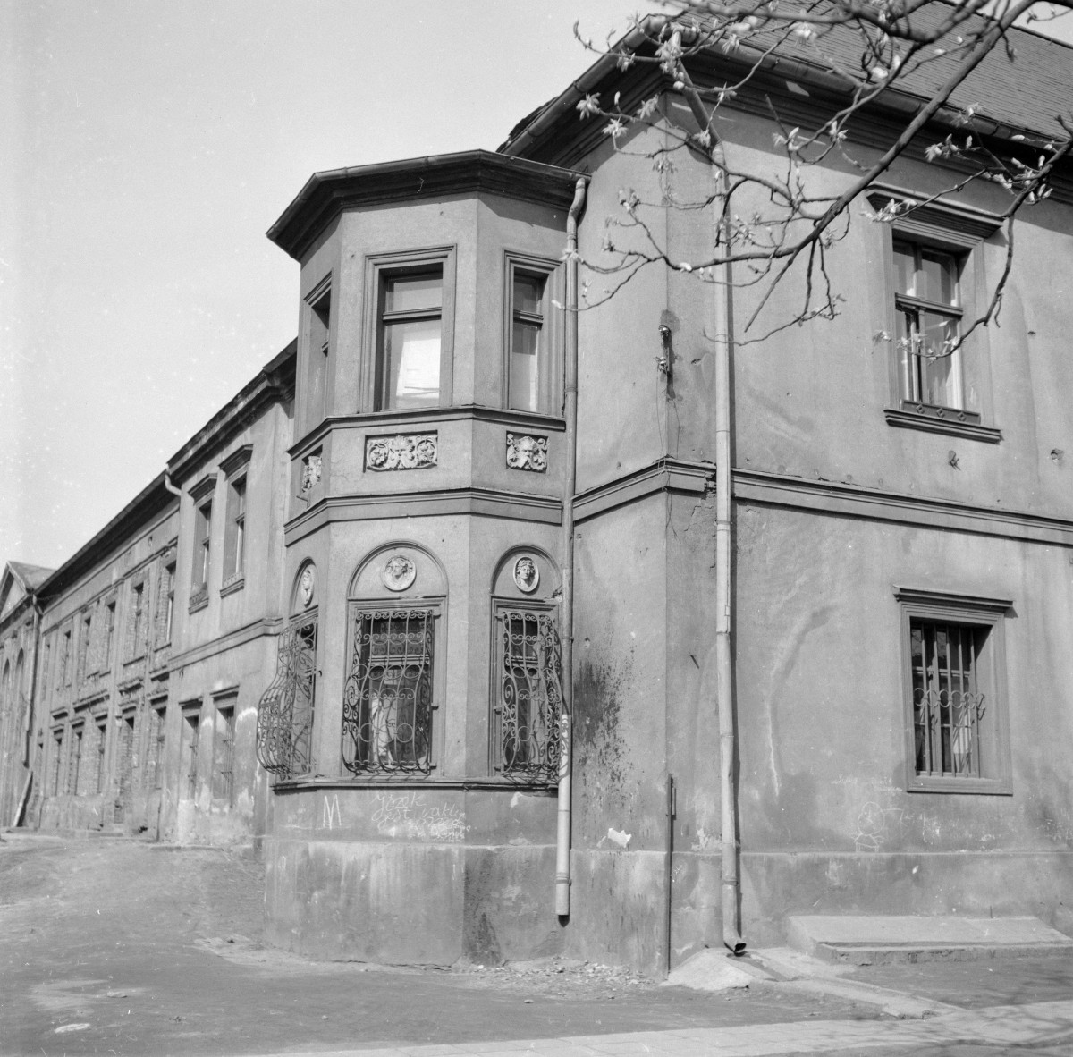 zespół pałacowo parkowy - pałac Mieroszewskich elewacja boczna, skan 1