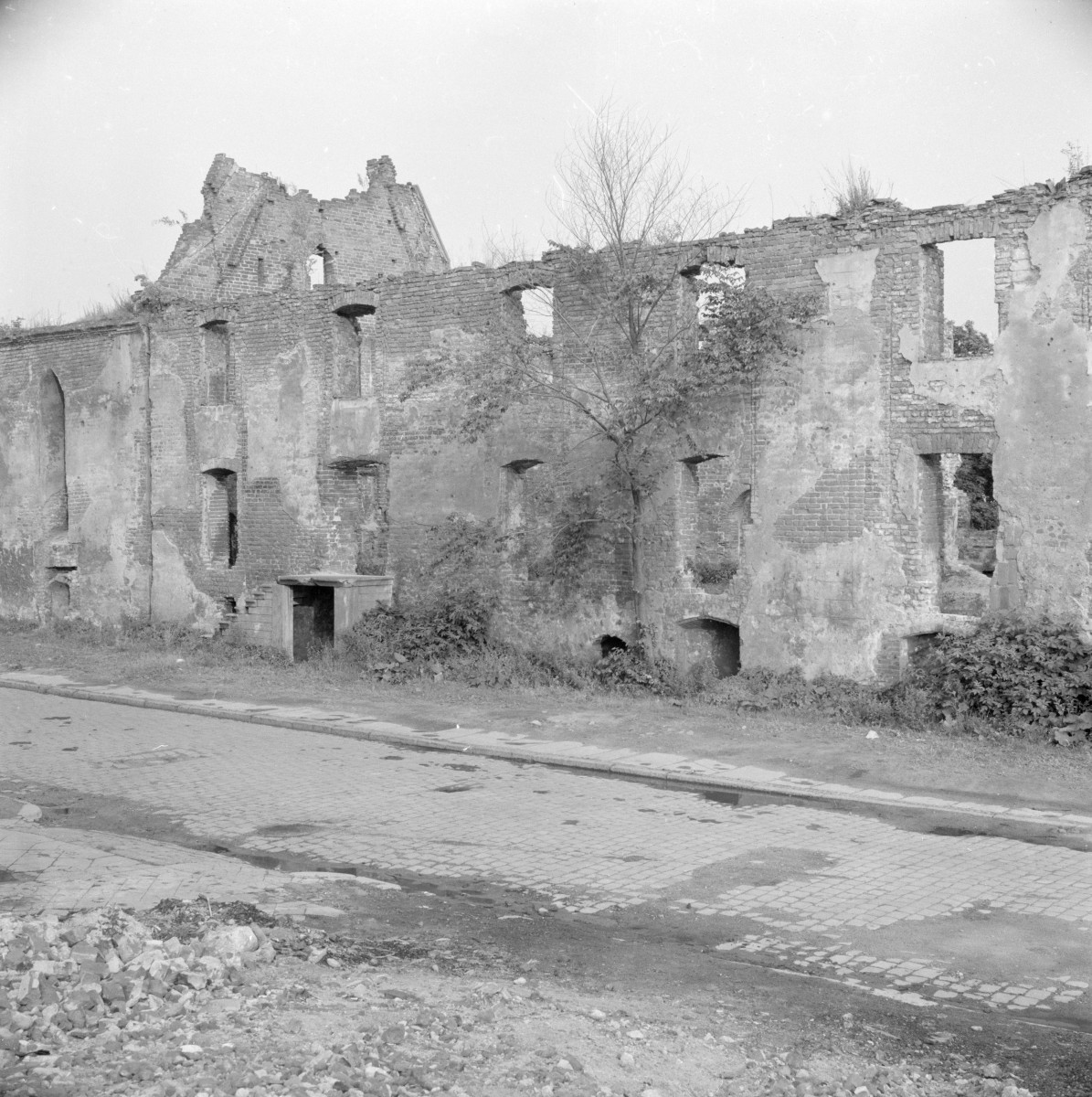 zespół szpitala św. Ducha, ob. Biblioteka Wojewódzka, budynek szpitalny - elewacja północna - ruina, skan 1