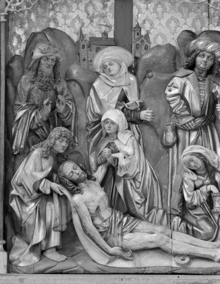 Kościół Najświętszej Marii Panny - wnętrze: tryptyk "Opłakiwanie Chrystusa", część środkowa, scena, skan 1