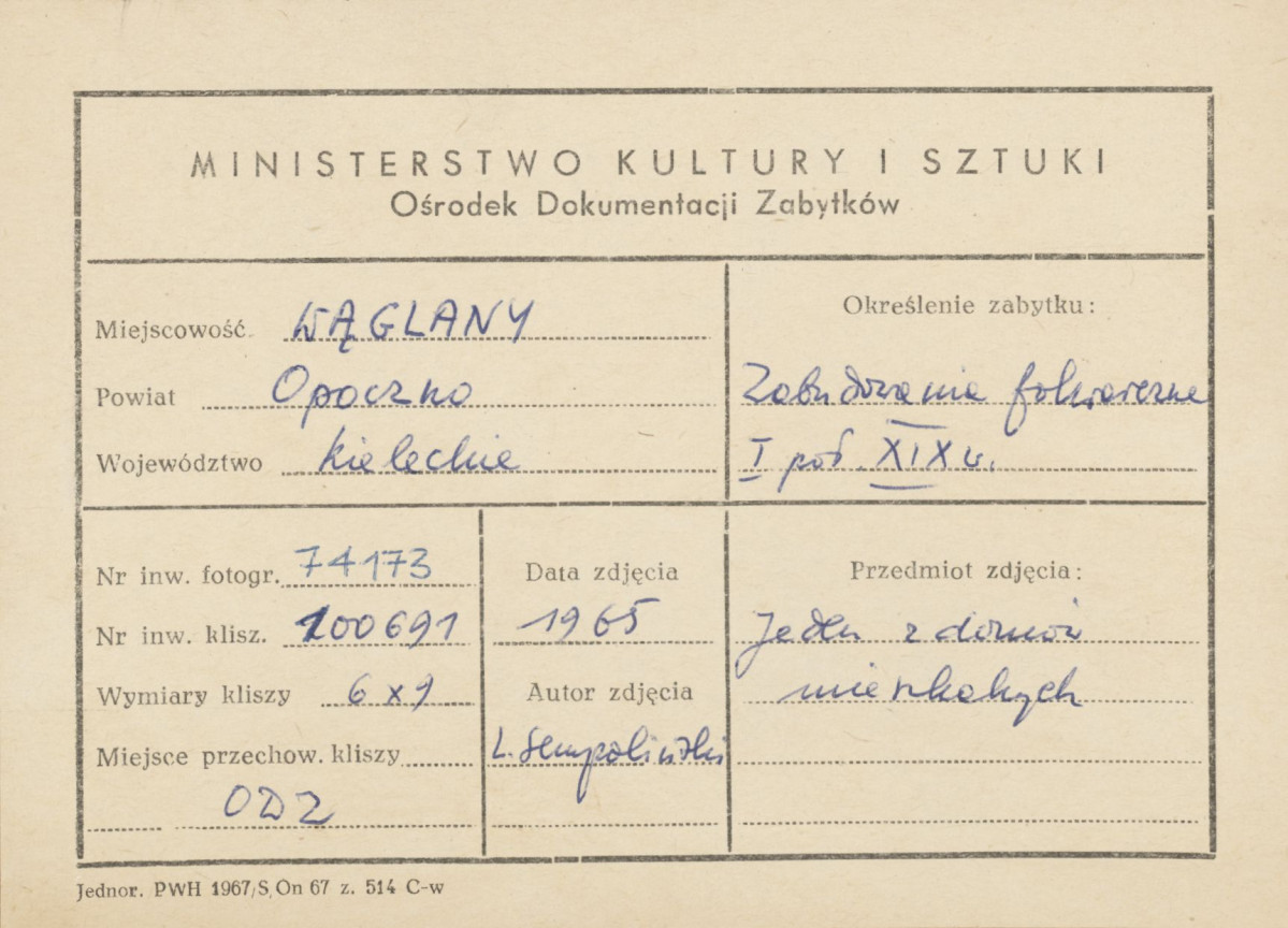 Folwark - widok budynku mieszkalnego  - metryczka, skan 1
