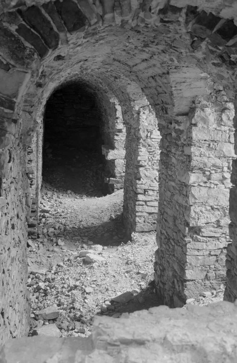 zamek Krzyżtopór - pałac Ossolińskiego - dziedziniec - krużganki, skan 1