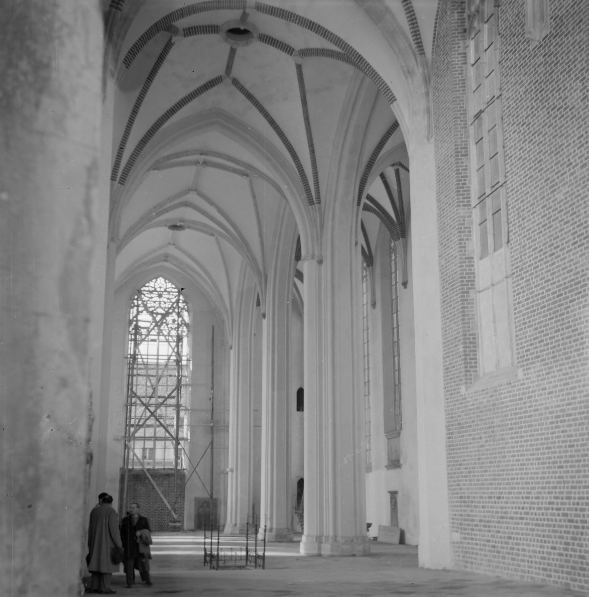 Kolegiata Świętego Krzyża i św. Bartłomieja - wnętrze nawy. Sklepienie gwiaździste. Filary., skan 1