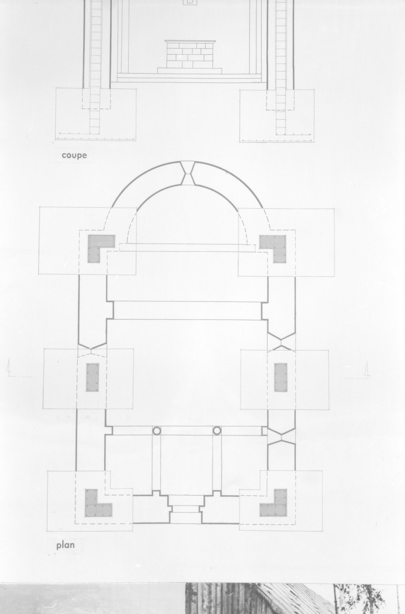 Kościół św. Jana Chrzciciela - plan wzmocnień betonowych., skan 1