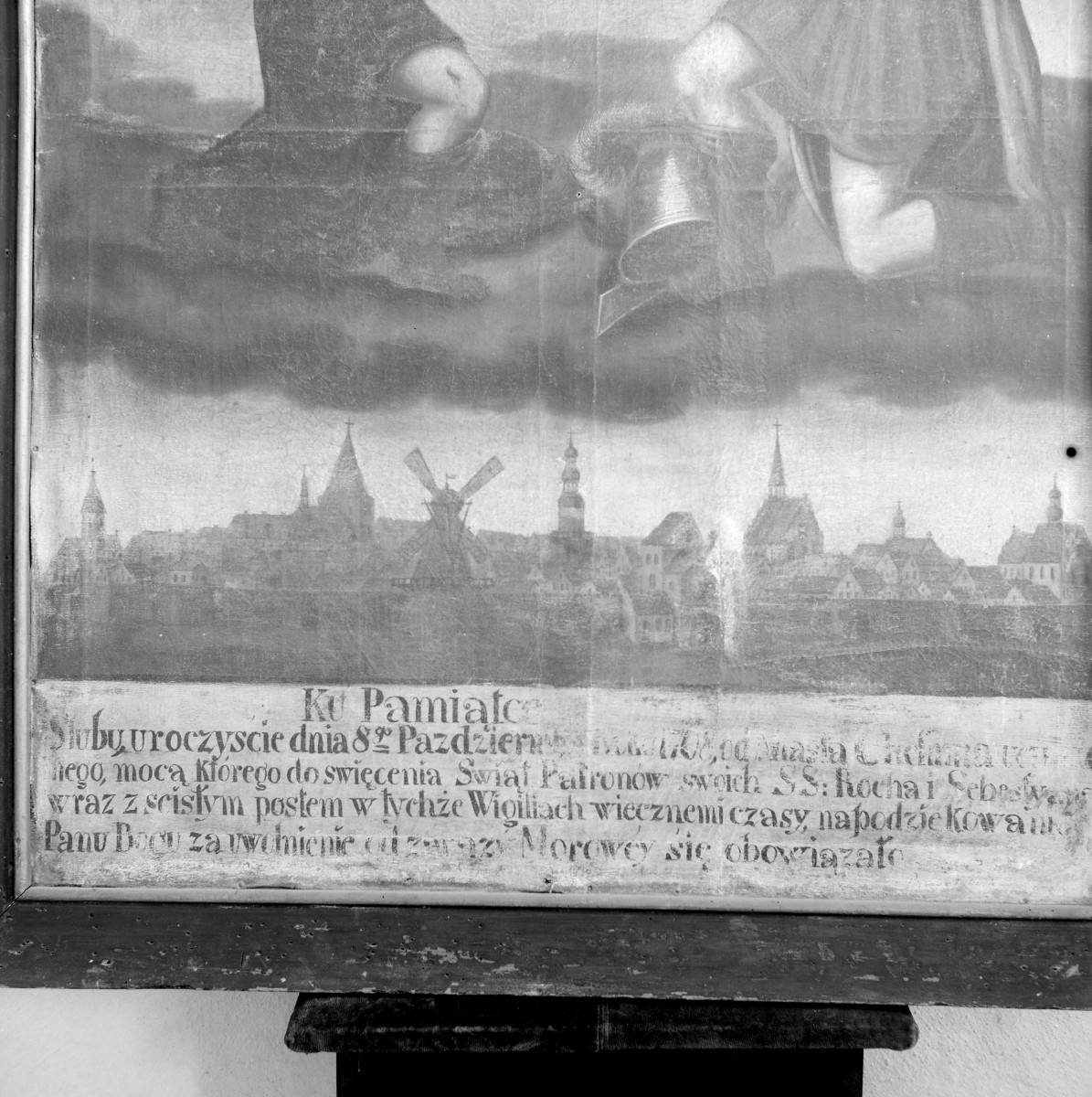 Brama Grudziądzka - tzw. "kaplica Na Bramce": wnętrze, obraz "św. Roch i Sebastian", detale obrazu, skan 1