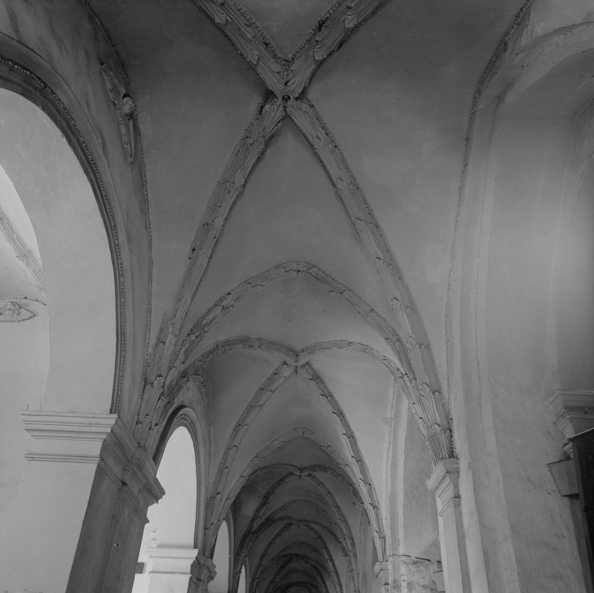 Bazyliki Wniebowzięcia NMP - wnętrze: nawa boczna, sklepienie krzyżowow-żebrowe, skan 1