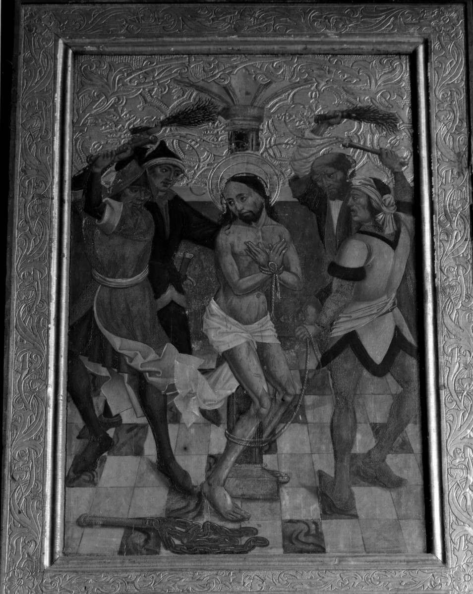 katedra św. Stanisława i św. Wacława - wnętrze, ołtarz (poliptyk), scena "Biczowanie" , skan 1