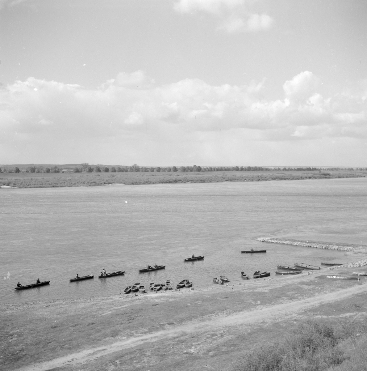 rzeka Wisła w rejonie miasta - widok z Góry Zamkowej, skan 1
