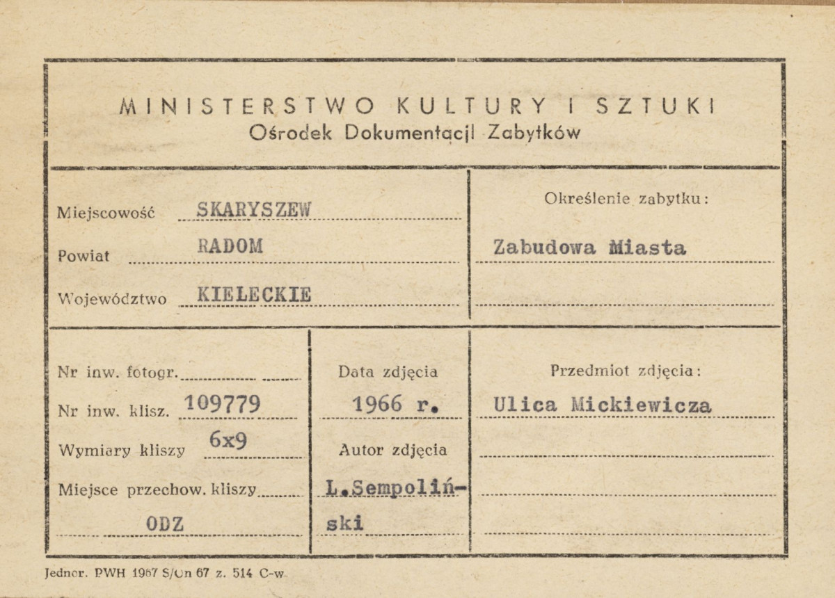 Miasto - widok domów przy ulicy Mickiewicza - metryczka, skan 1