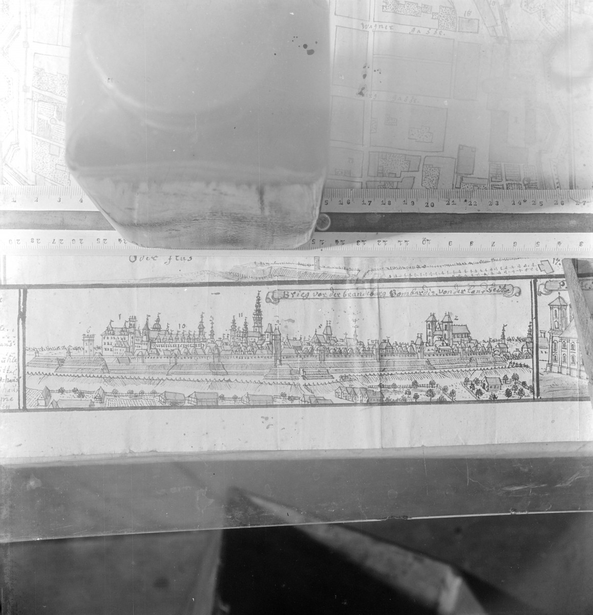 Panorama miasta. Rycina z "Topografii Śląska" autorstwa Friedricha Bernharda Wernera. , skan 1