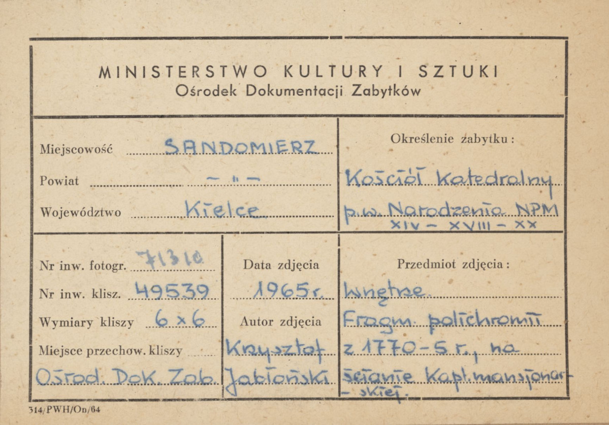  Katedra - wnętrze, malowidło ścienne w kaplicy mansjonarzy - metryczka, skan 1