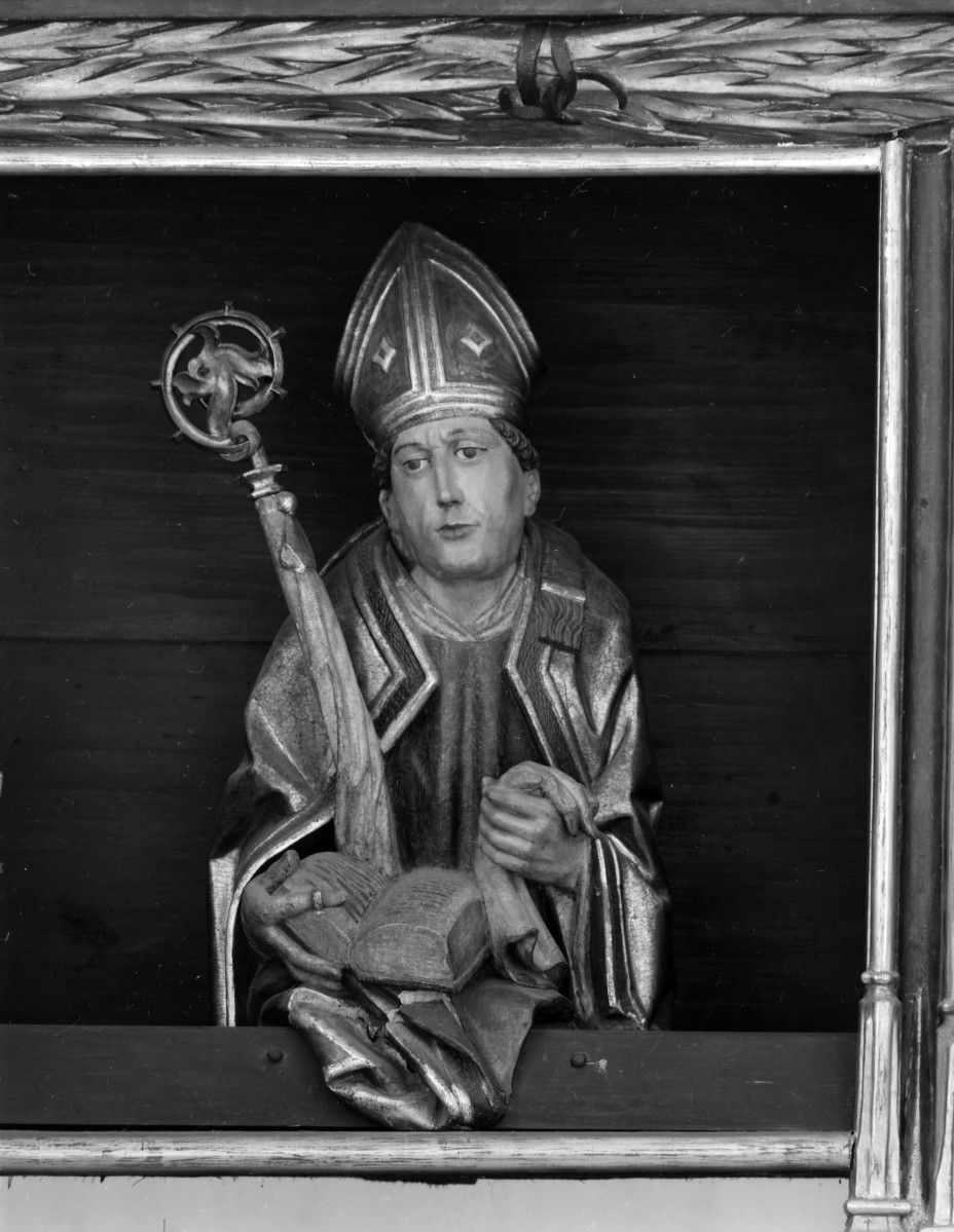 Kościół Najświętszej Marii Panny - wnętrze: ołtarz główny, tryptyk, predella , skan 1