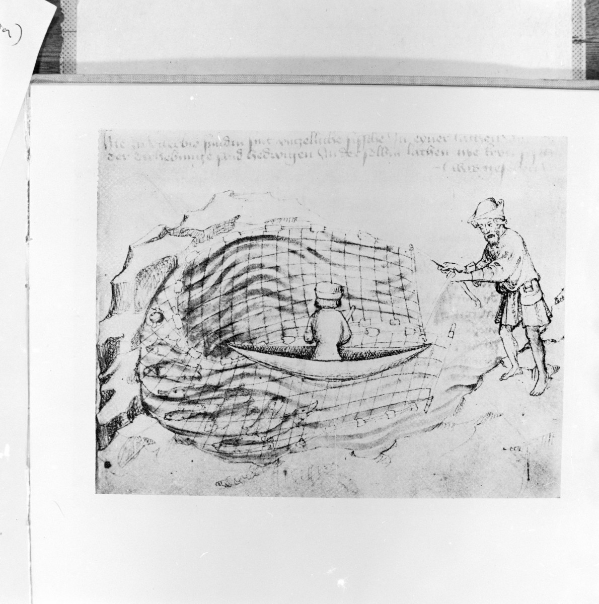 żródło: T. Wąsowicz. Legenda Śląska/ o Św. Jadwidze, Ossolin 1967 - ilustracja rękopisu - kodeksu Ostrowskiego z XIV w. - Udany połów w dzień kanonizacji Świętej, skan 1