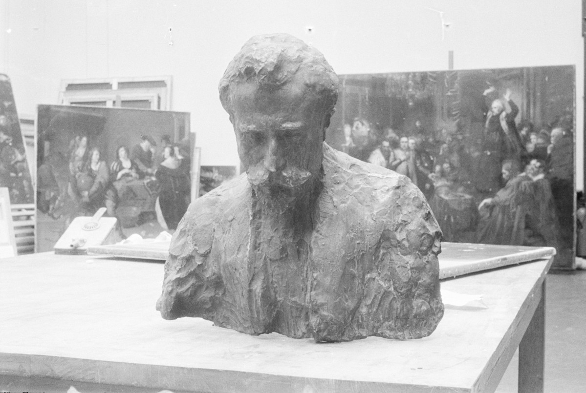 Rzeźba - Xawery Dunikowski - popiersie poety Edwarda Leszczyńskiego, brąz, Muzeum Śląskie we Wrocławiu (ob. Muzeum Narodowe we Wrocławiu), skan 1