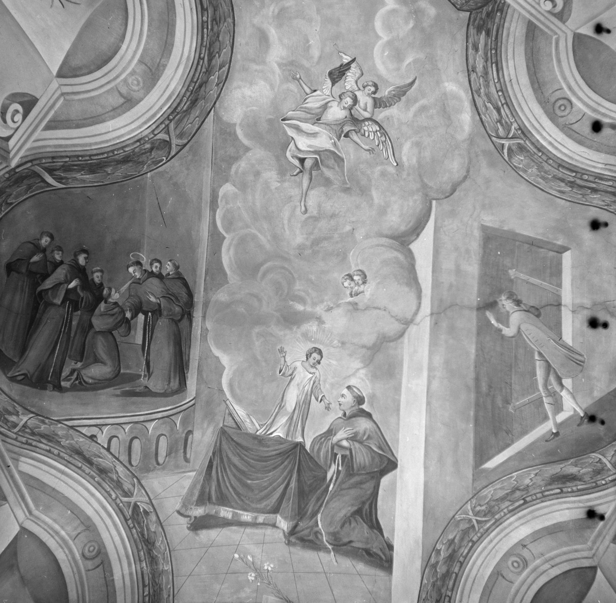 kościół Franciszkanów - nawa boczna, polichromia sklepienia "Pojawienie się małego Jezusa" autor St. Stroiński, skan 1