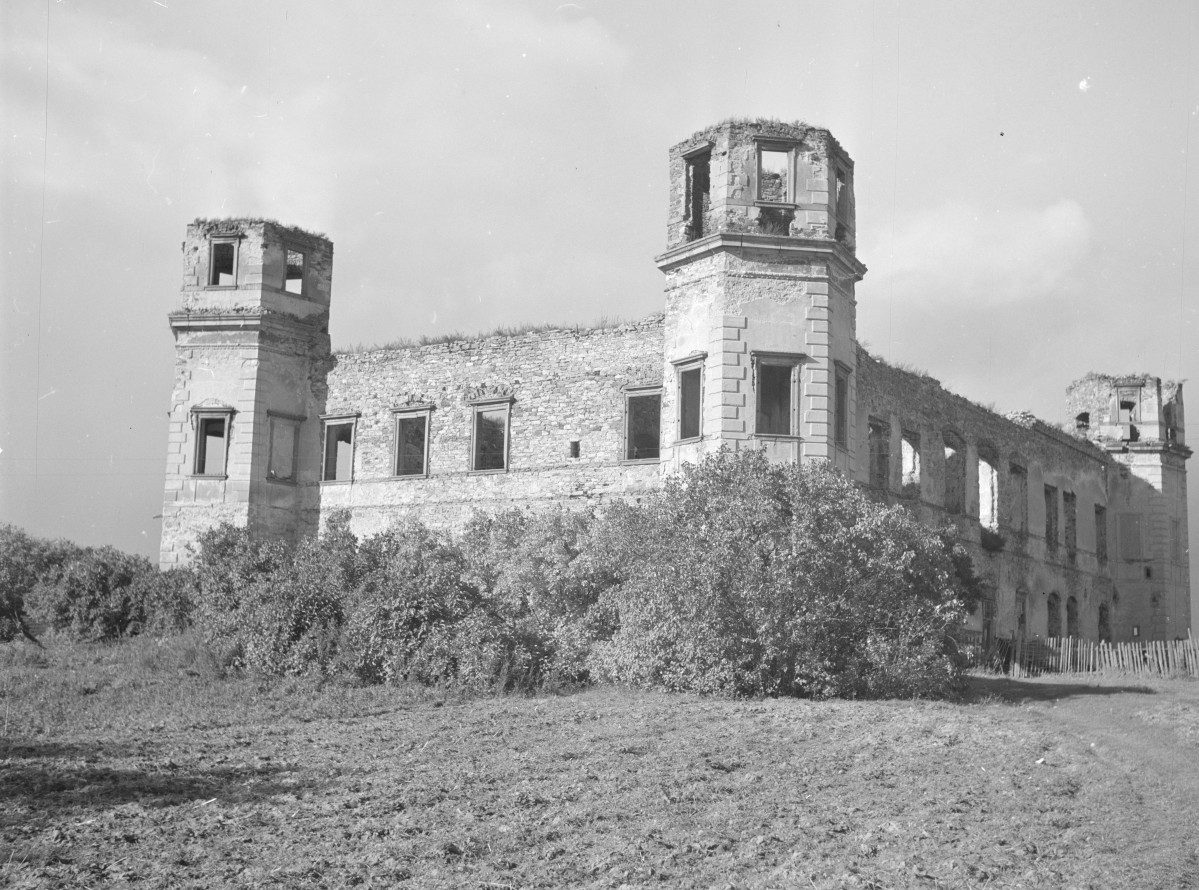elewacja płd. ruin pałacu Tarłów w Podzamczu Piekoszowskim, skan 1