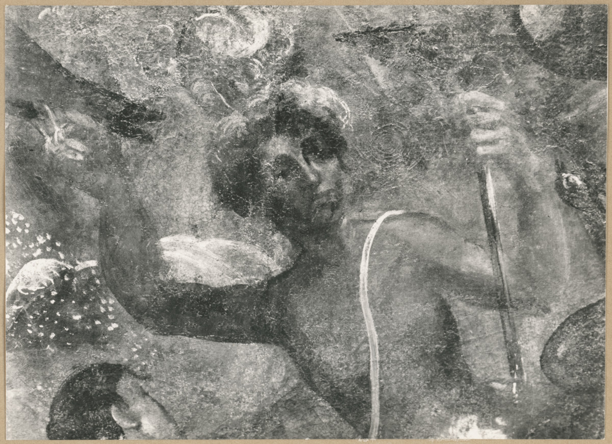 Pałac biskupów - wnętrze , II pokój senatorski , fragment plafonu, alegoria Powietrza, skan 1