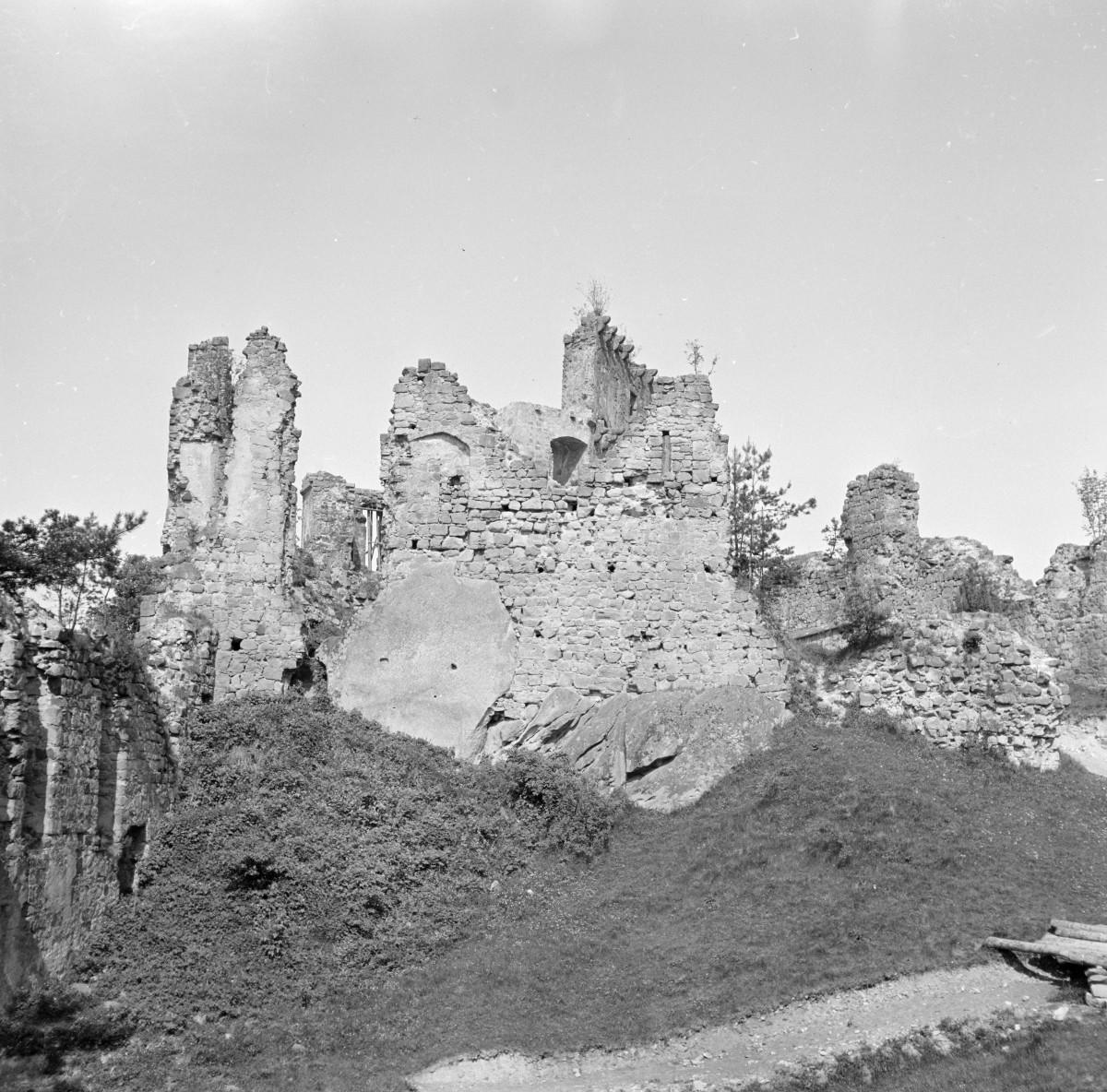 zamek Kamieniec - fragment murów strona zewnętrzna, skan 1