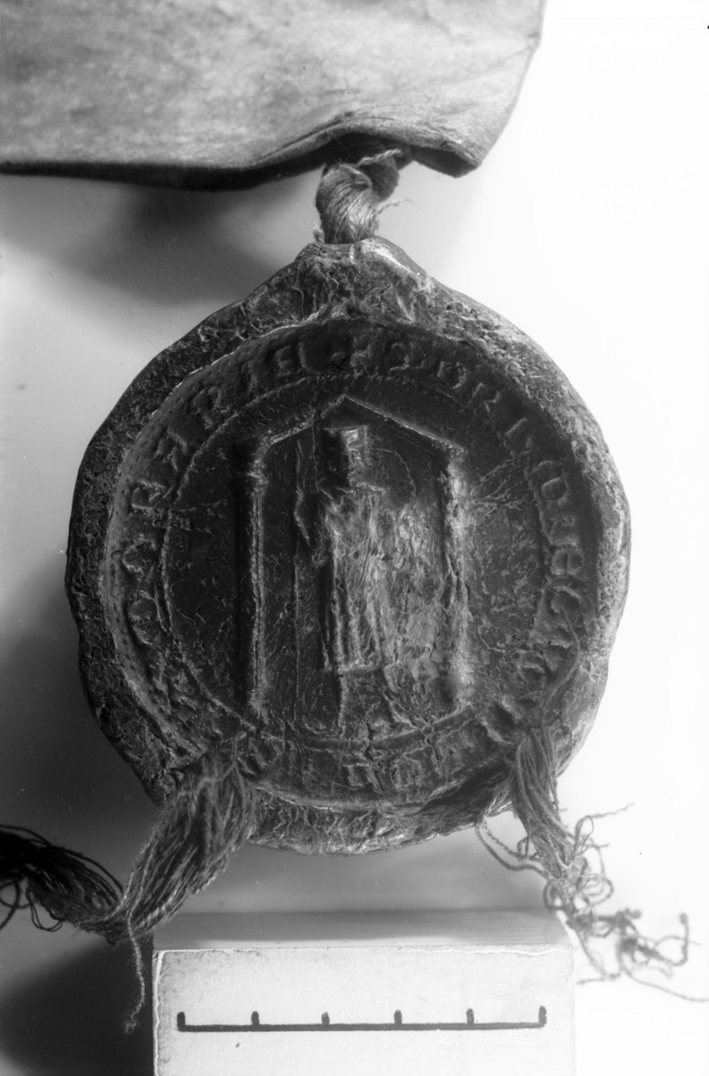 Archiwum Państwowe w Poznaniu - pieczęć Mścwoj II pomorski. Pieczęć woskowa zawieszona na paskach pergaminowych. 1294 rok., skan 1