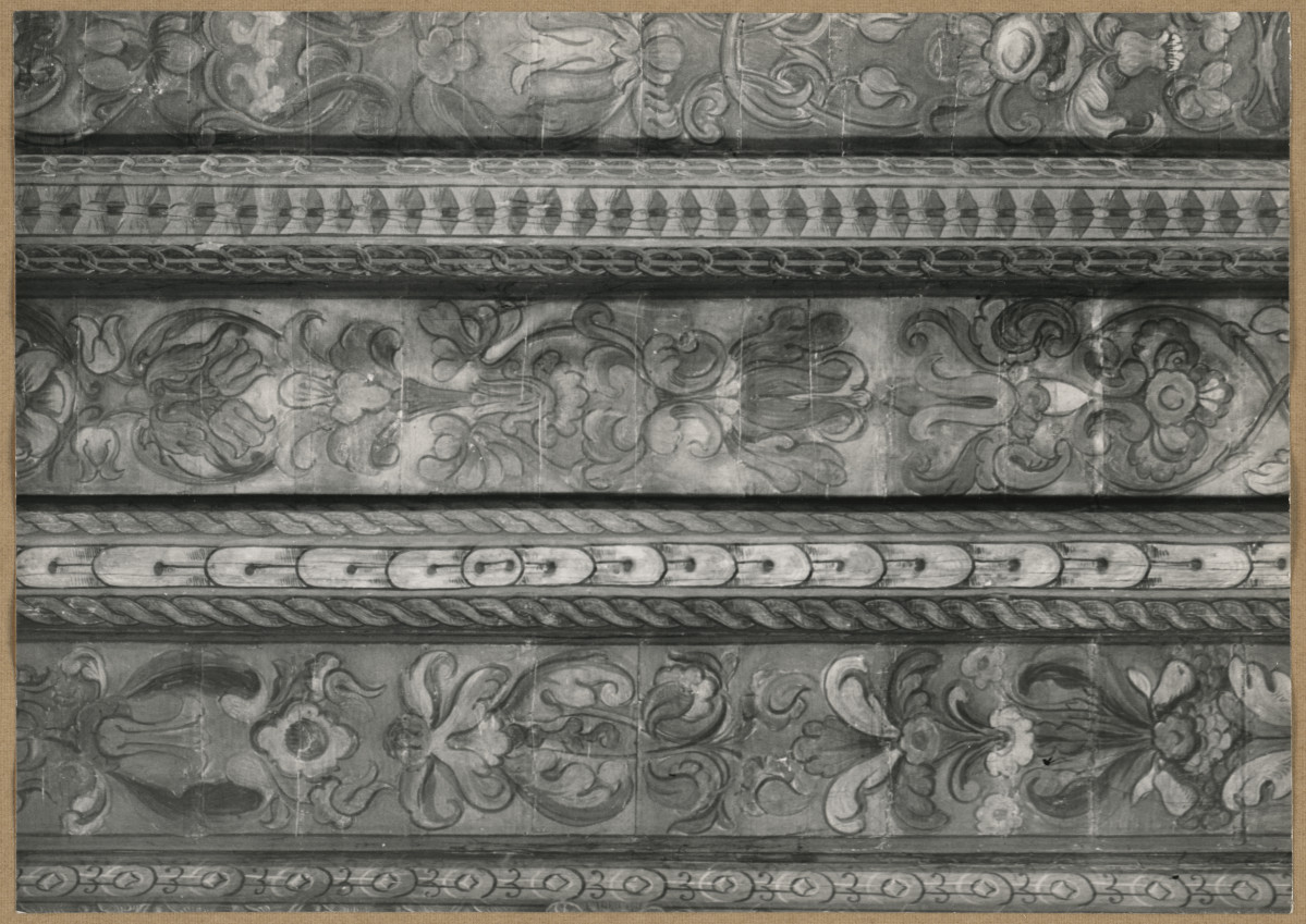 Pałac biskupów - wnętrze , I pokój kapituły,  fragment polichromii stropu , skan 1