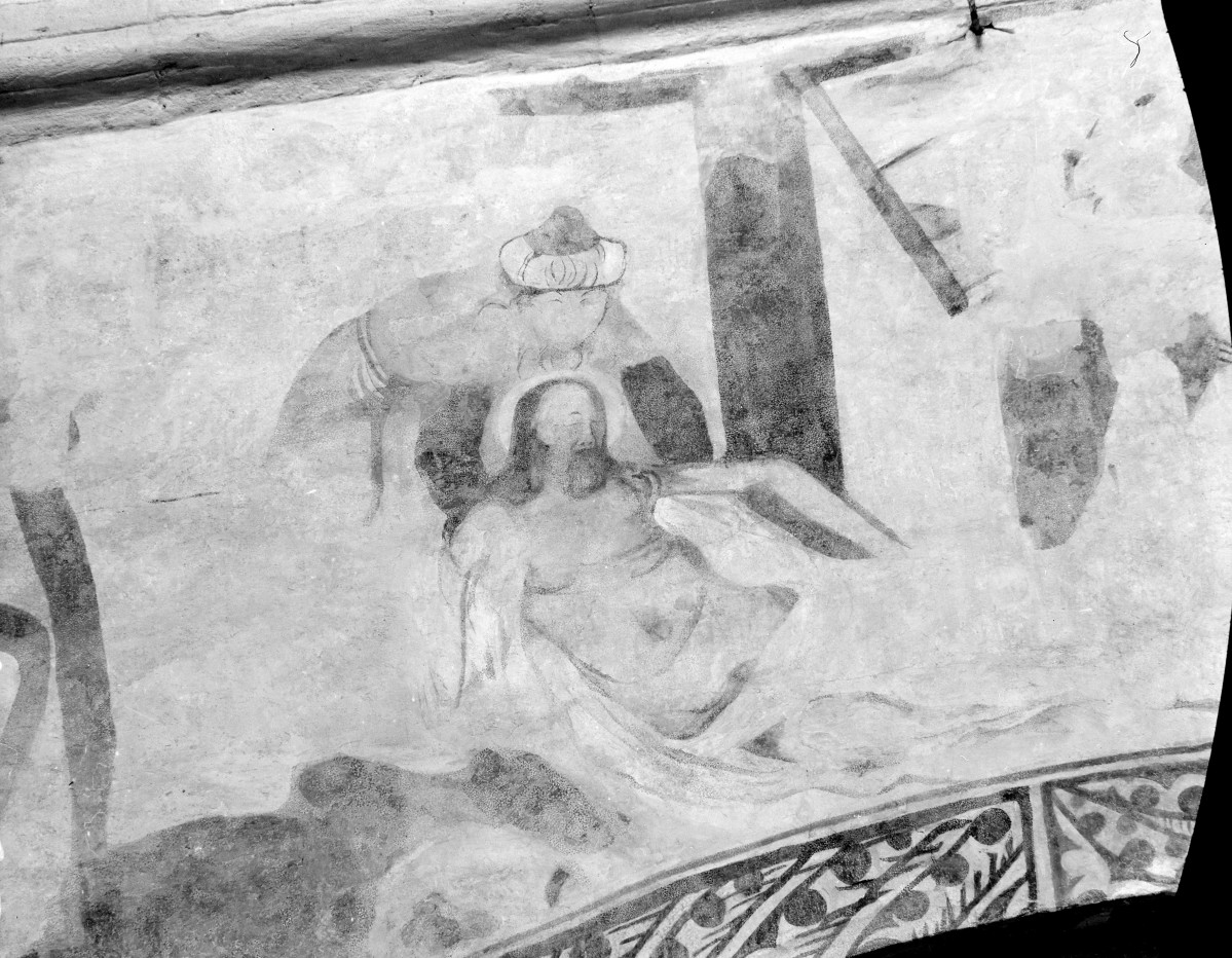 kościół pocysterski, ob. parafialny pw. św. Floriana - wnętrze: polichromia w prezbiterium - fragment, skan 1