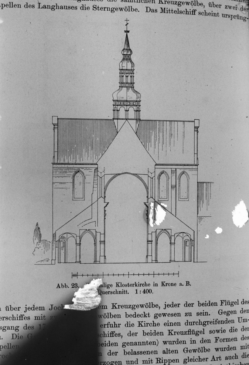 kościół klasztorny cystersów, ob. parafialny pw. Wniebowzięcia Najświętszej Marii Panny - przekrój poprzeczny, skan 1