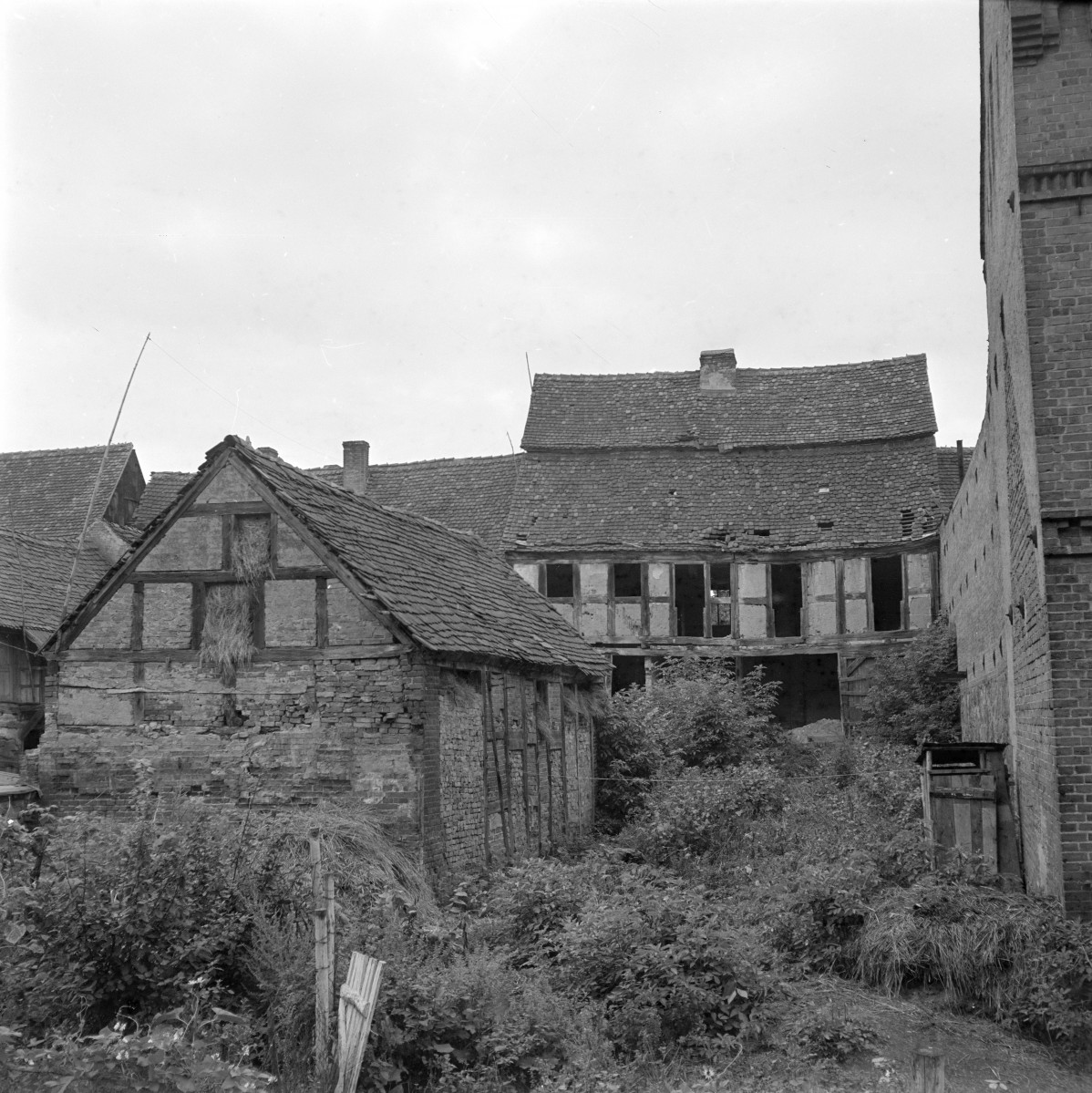 domy - elewacje ryglowe, widok od podwórza, skan 1