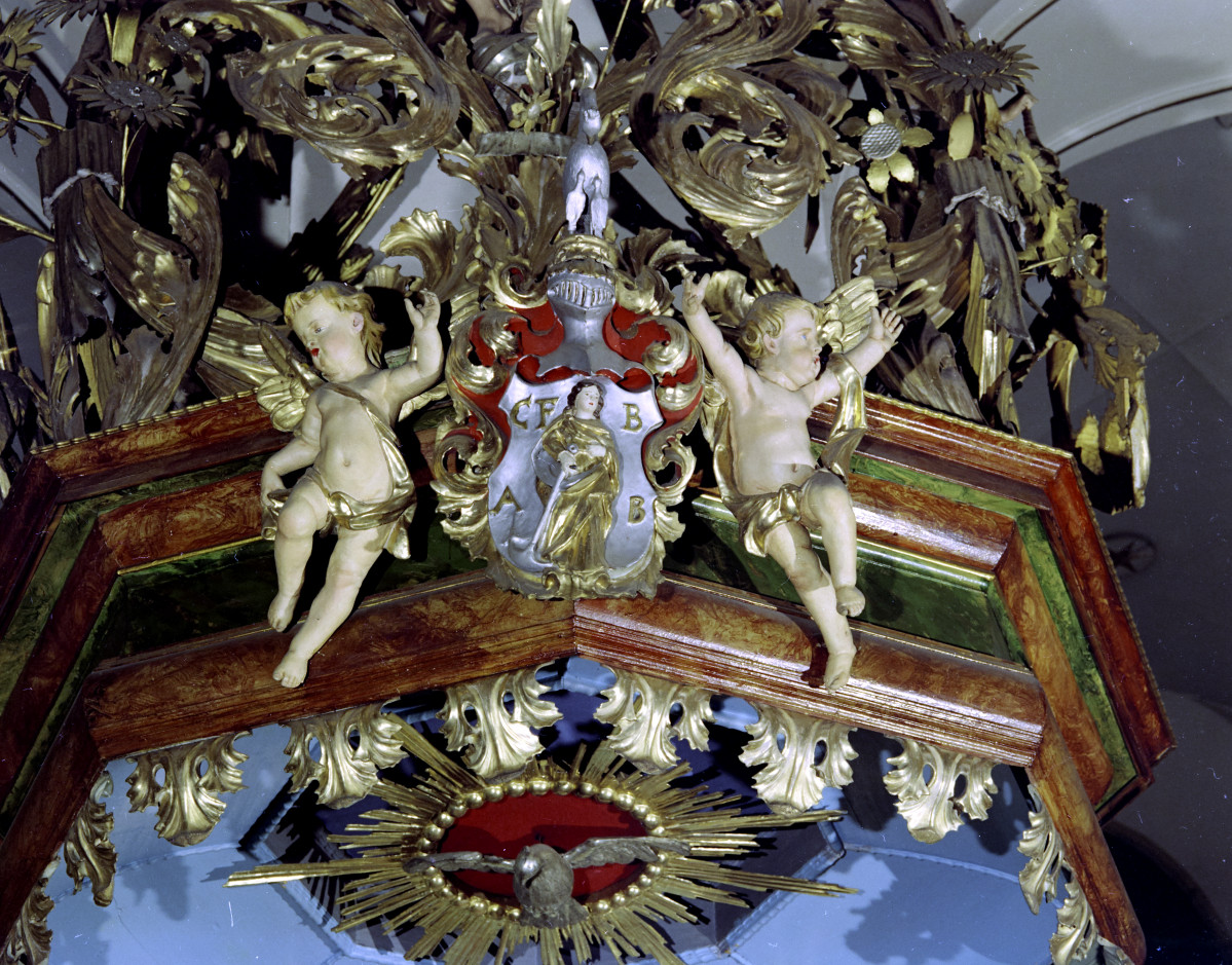 kościół pw. św. Jana Chrzciciela - wnętrze - nawa główna - ambona - fragment, skan 1