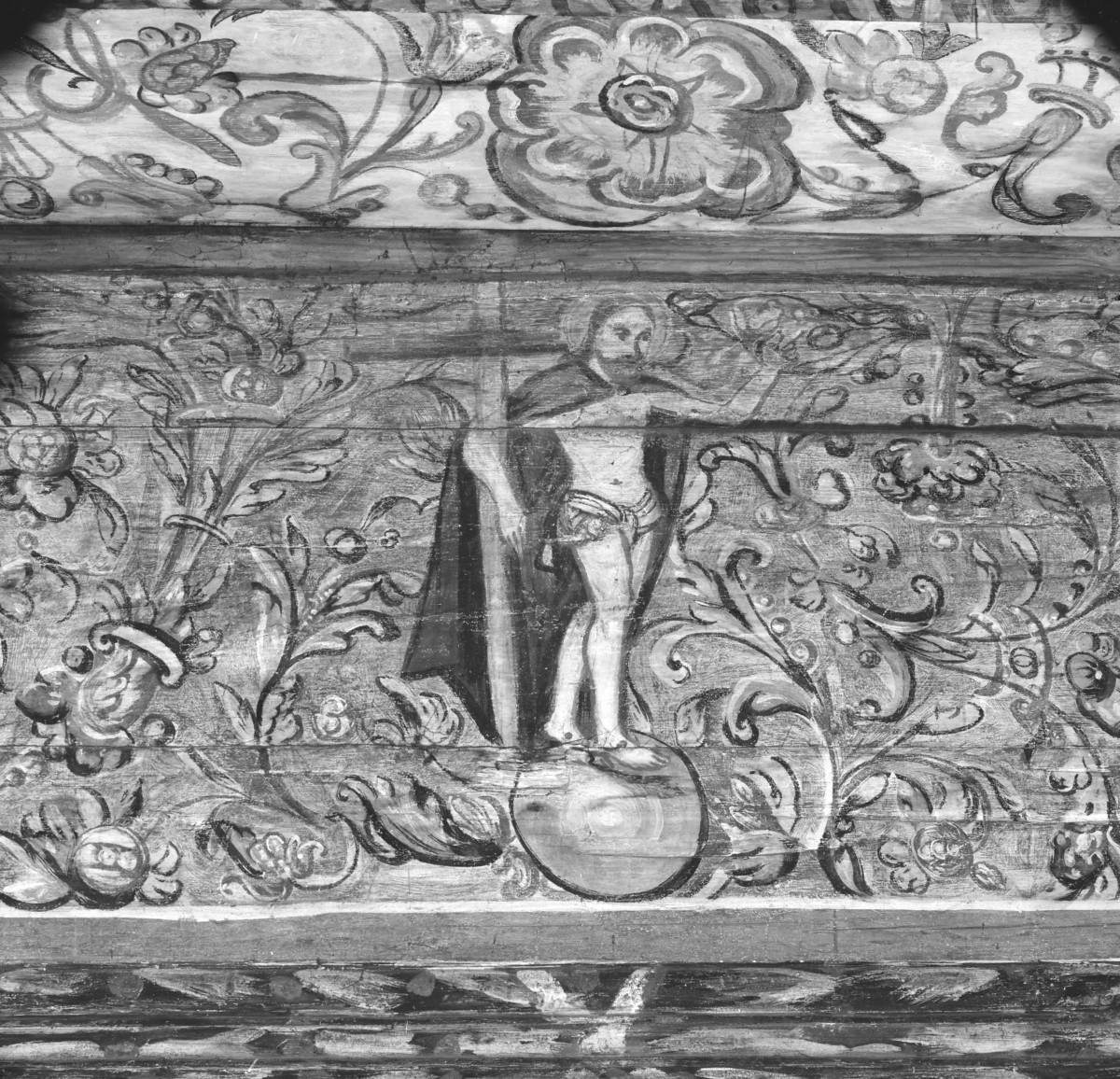 kościół pw. św. Michała Archanioła - nawa główna - zaskrzynienie północne - fragment polichromii z Chrystusem Zmartwychwstałym, skan 1