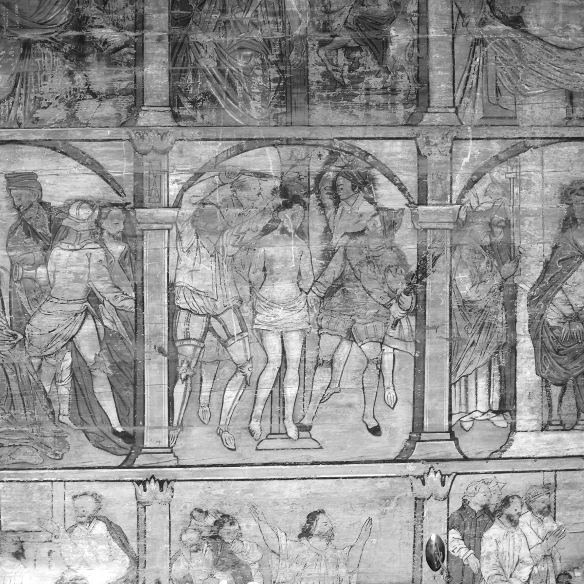 kościół parafialny pw. Matki Boskiej Różańcowej i św. Jana Kantego, 1527 r. - polichromia 1. połowa XVII w. - Biczowanie, skan 1