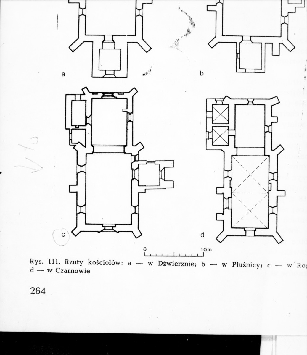 żródło: T. Mroczko, Architektura gotycka na Ziemi Chełmińskiej, PWN 1980 - kościół parafialny - rzut poziomy, skan 1