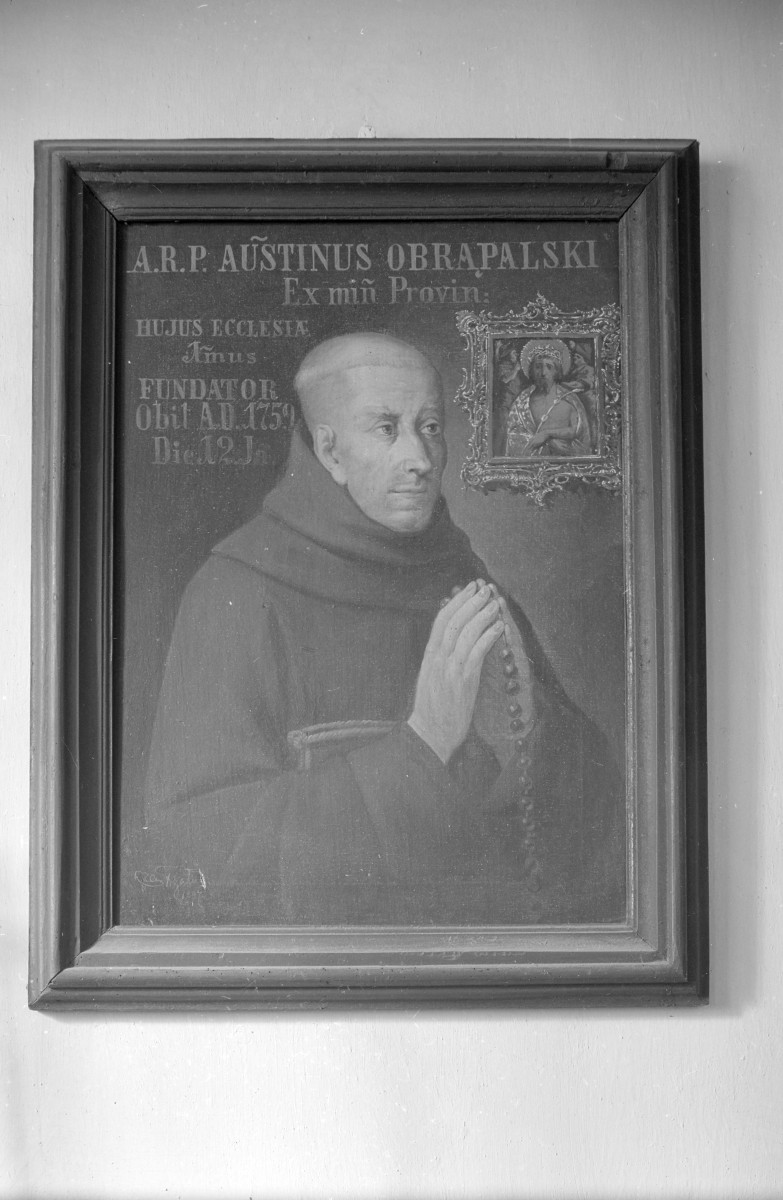 zespół klasztorny Bernardynów, kościół, ob. parafialny pw. Przemienia Pańskiego i św. Michała Archanioła -wnętrze: portret A. Obrąpalskiego, skan 1