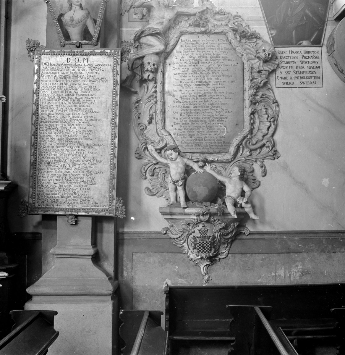 klasztor Franciszkanów - wnętrze, epitafium kasztelana Gurowskiego, skan 1