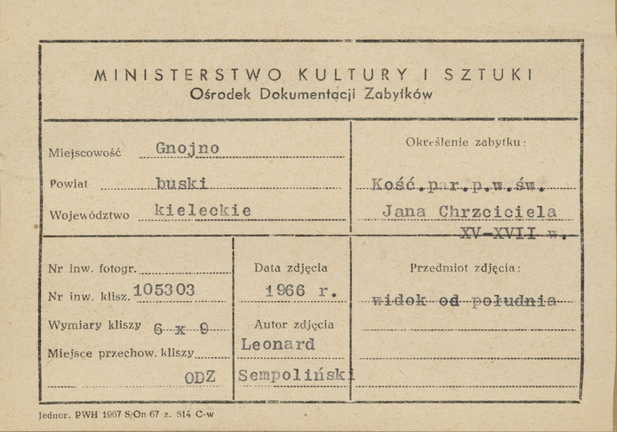 Kościół parafialny - fragment elewacji płd. - metryczka, skan 1
