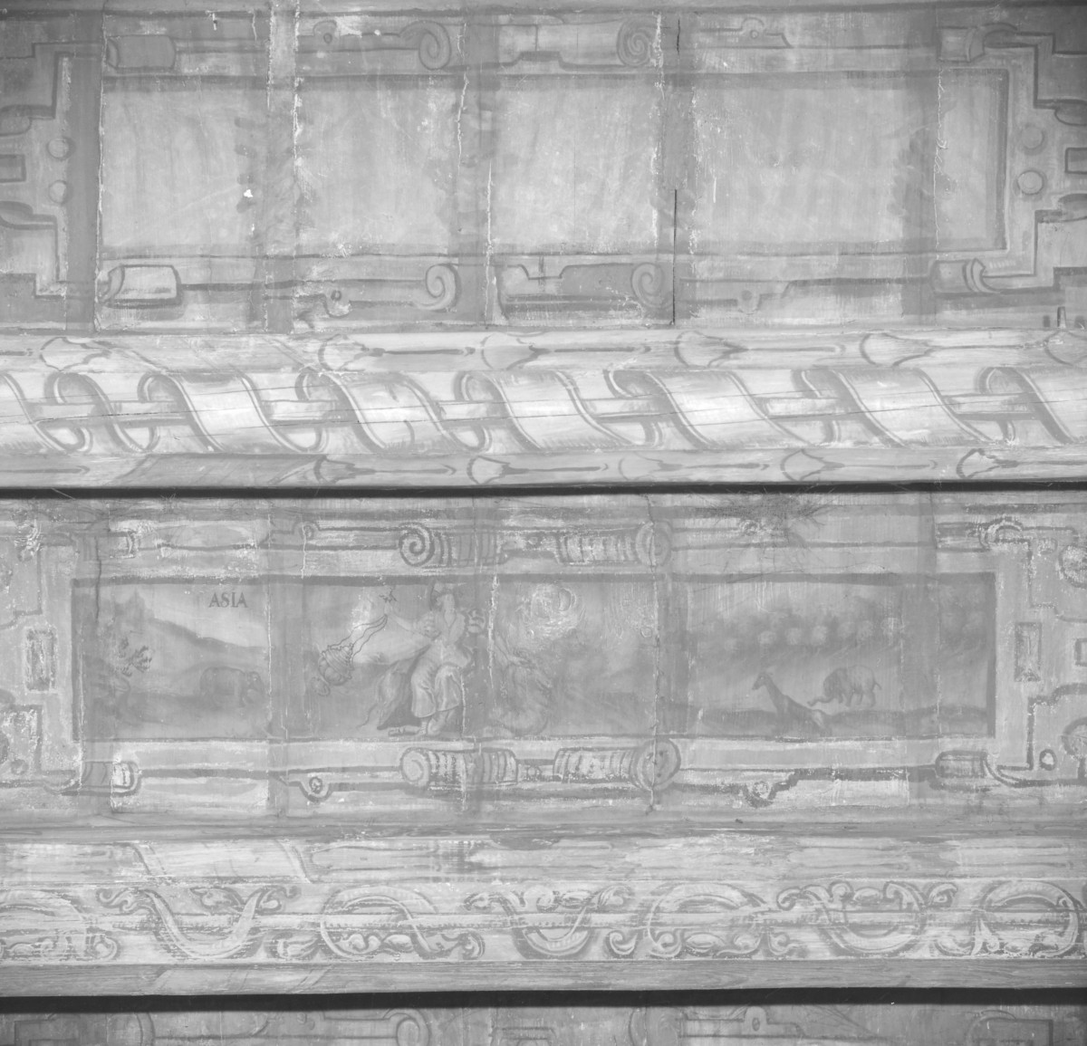 pałac Biskupów Krakowskich - Izba Stołowa Górna /sala portretowa/ /I p./ - fragment stropu ze sceną personifikacją Azji, skan 1