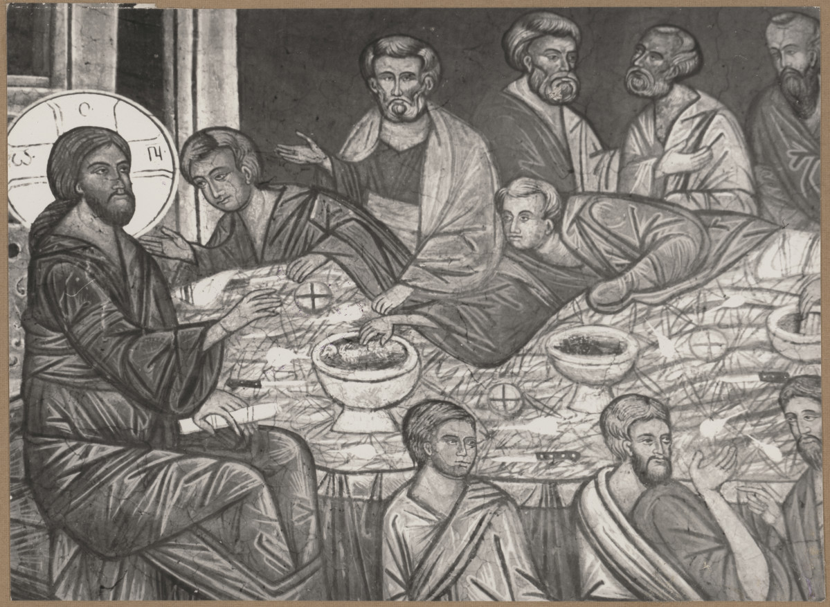  Katedra - wnętrze, fragment malowidła ściennego w prezbiterium , skan 1