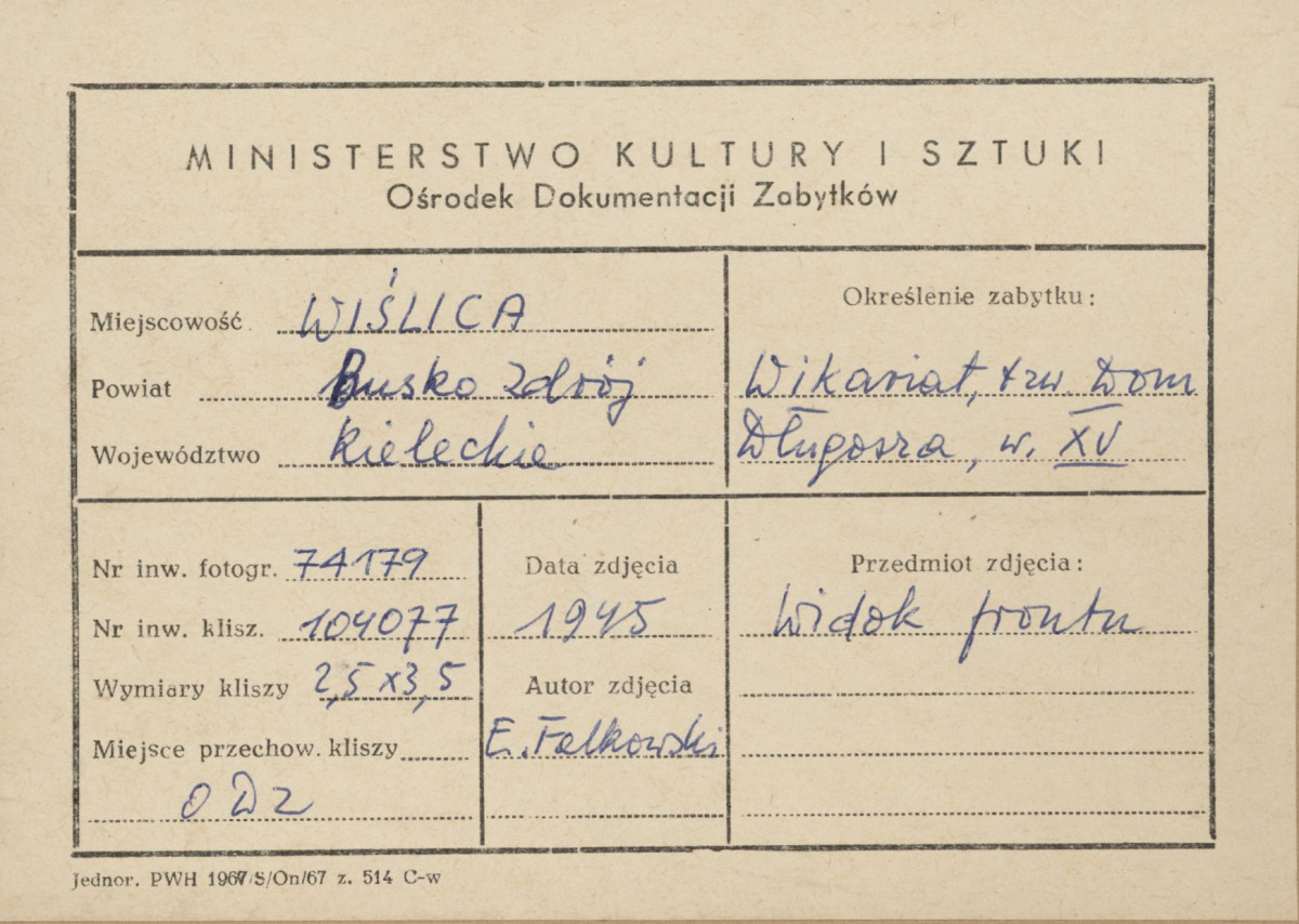 Dom Długosza - widok elewacji zach.  - metryczka, skan 1