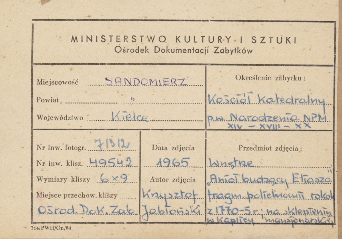  Katedra - wnętrze, fragment malowidła ściennego na sklepieniu kaplicy mansjonarzy - metryczka, skan 1