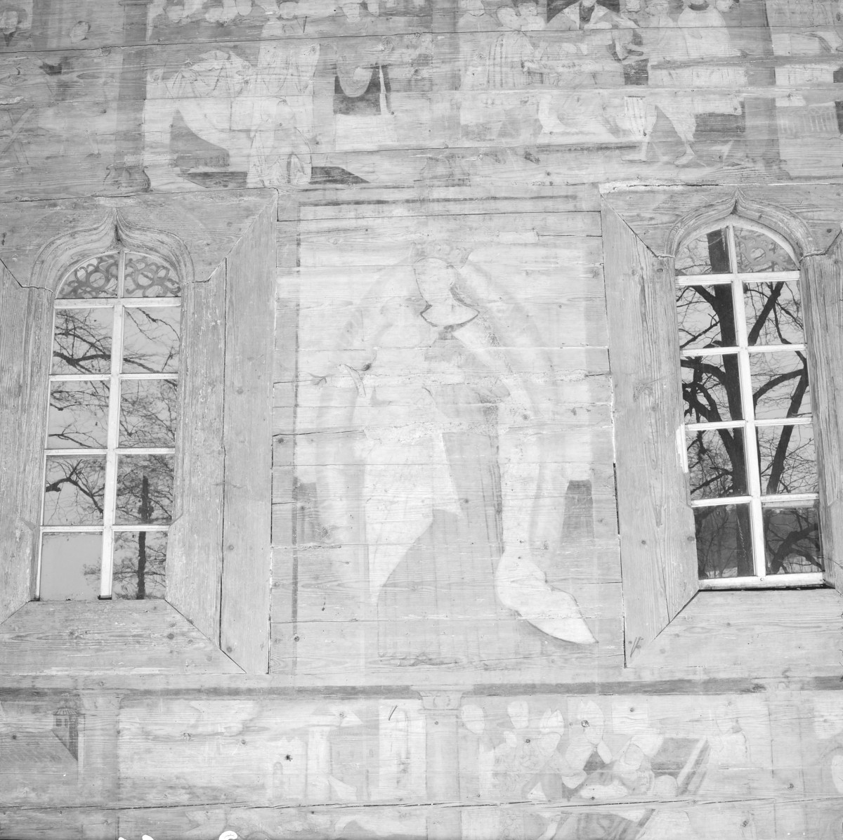 kościół pw. Podwyższenia Krzyża Świętego - wnętrze - prezbiterium - ściana południowa - fragment polichromii, skan 1