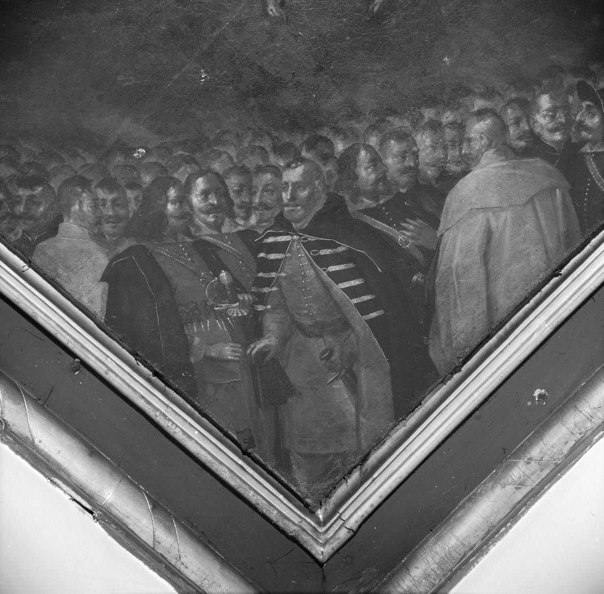 pałac Biskupów Krakowskich - Pierwszy Pokój Senatorski /I p./ - plafon - część środkowa ze sceną przyjęcia posłów szweckich przez króla Władysława IV - fragment, skan 1