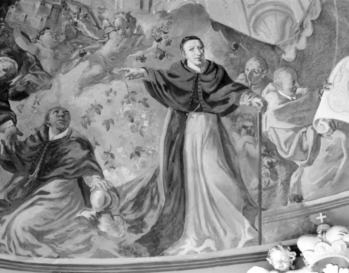 mauzoleum Piastów Świdnickich przy kościele pw. Wniebowzięcia Najświętszej Marii Panny - wnętrze - fragment polichromii kopuły, skan 1