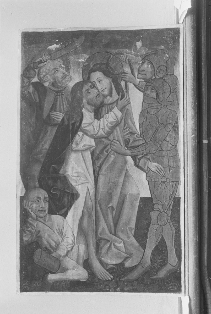 malarz nieznany - kwatera tryptyku z Szańca - rewers - pocałunek Judasza, tempera, drewno, Muzeum Sztuki w Łodzi, skan 1