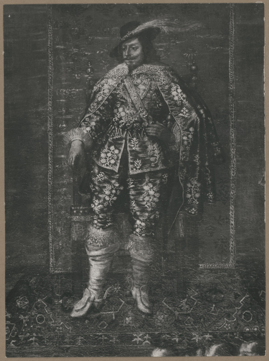 Pałac biskupów - wnętrze , I pokój senatorski , plafon, fragment  sceny środkowej -
przyjęcie posłów , skan 1