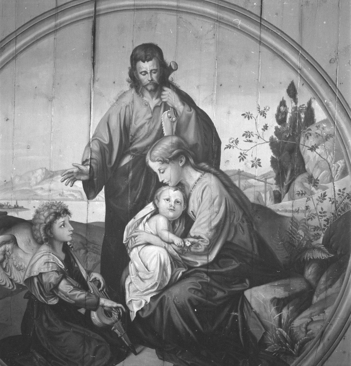 Kościół Świętej Trójcy - wnętrze: polichromia stropu., skan 1