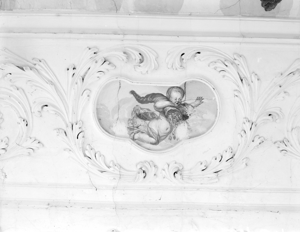 pałac - wnętrze: fragment plafonu w sali (balowej) antenatów, skan 1