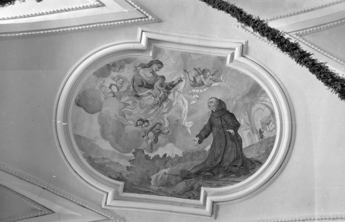 kościół pw. św. Wawrzyńca - wnętrze - polichromia na sklepieniu prezbiterium, skan 1