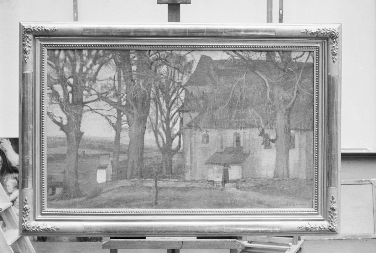 Muzeum Narodowe, obraz Czajkowski Stanisław - "Pejzaż z kościołem", 725x122 mm, skan 1
