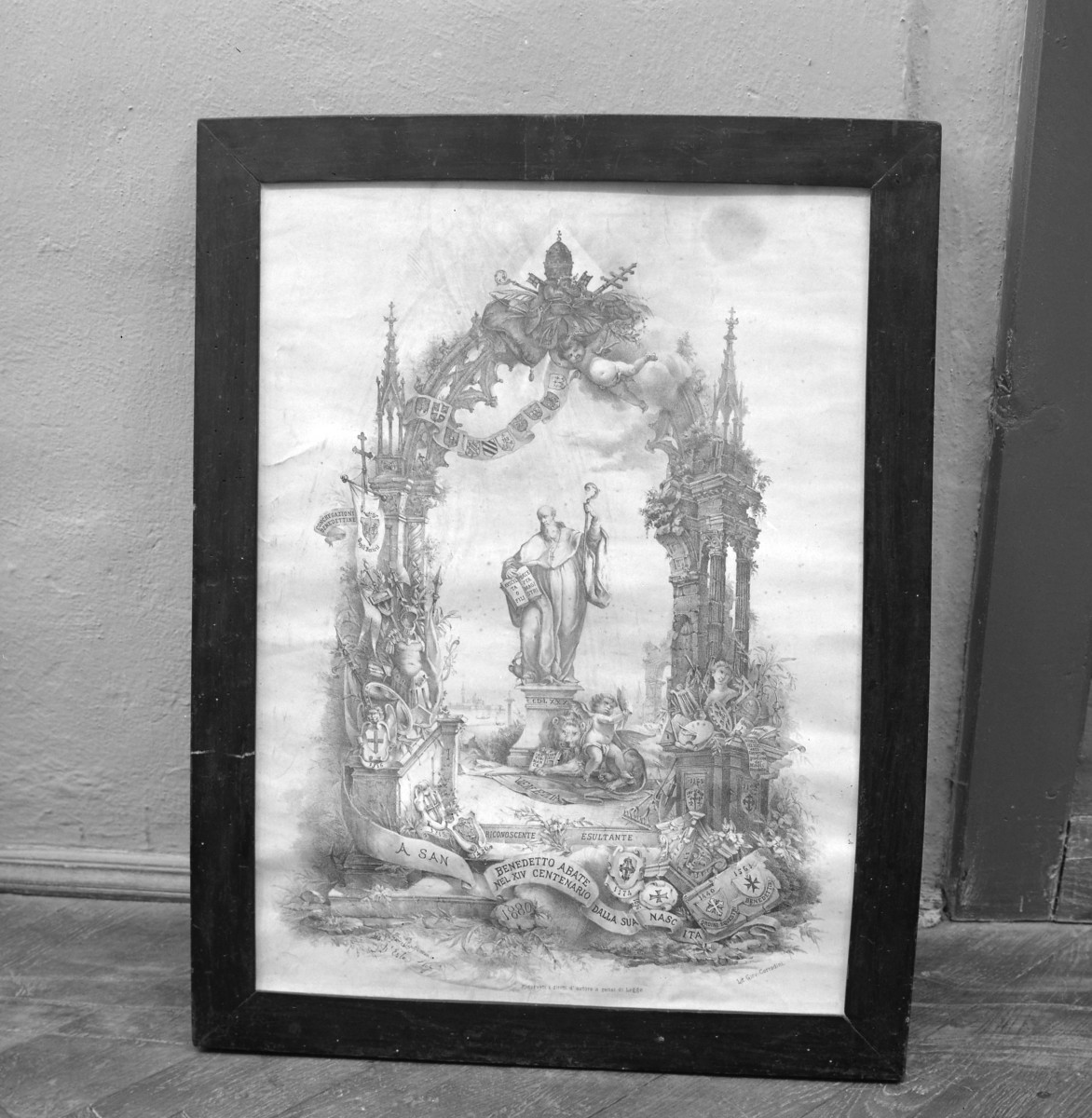 klasztor ss. Benedyktynek - Św. Benedykt - litografia - 1880 r., skan 1